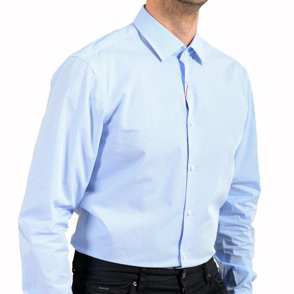 Hugo Boss Men's "Mabel" Sharp Fit Multi-Color Plaid Long Sleeve Dress Shirt - Picture 5 of 9